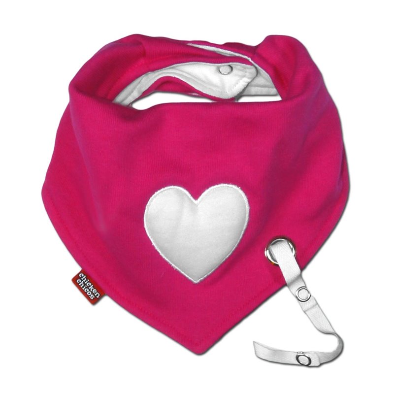 Pink Heart Bib with Pacifier clip holder